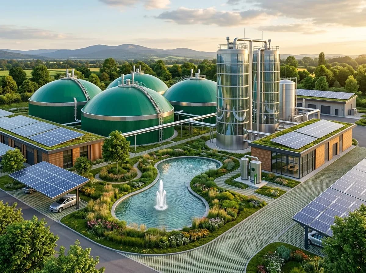 Modern high-tech biogas anaerobic digester facility and bio-methane upgrade plant