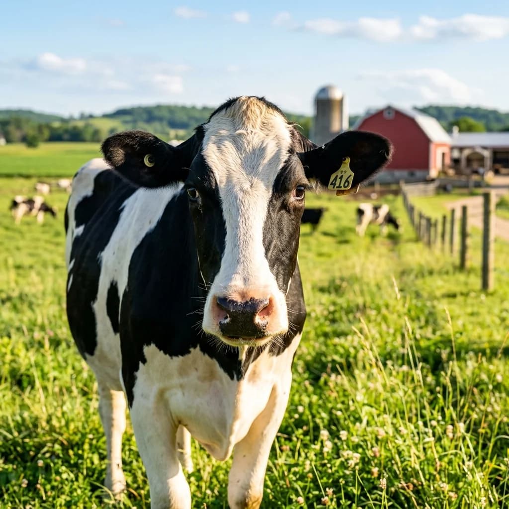 Dairy cow on a sustainable farm