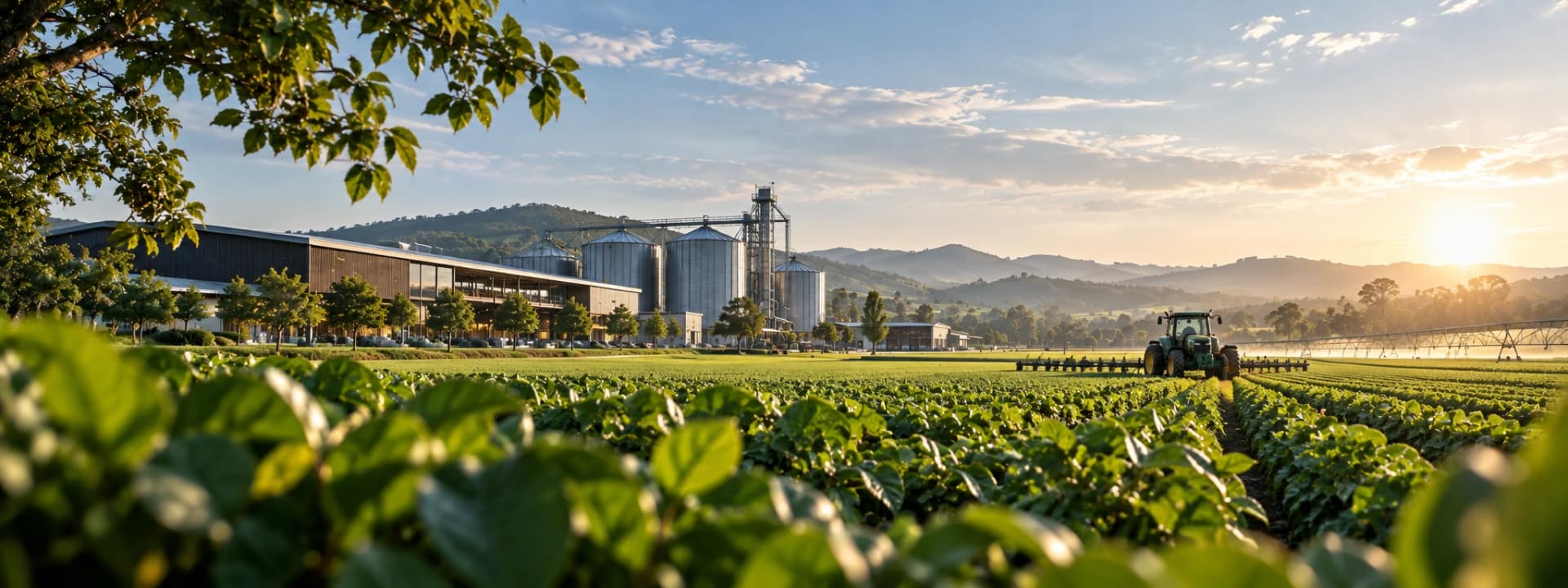Lush green farm landscape